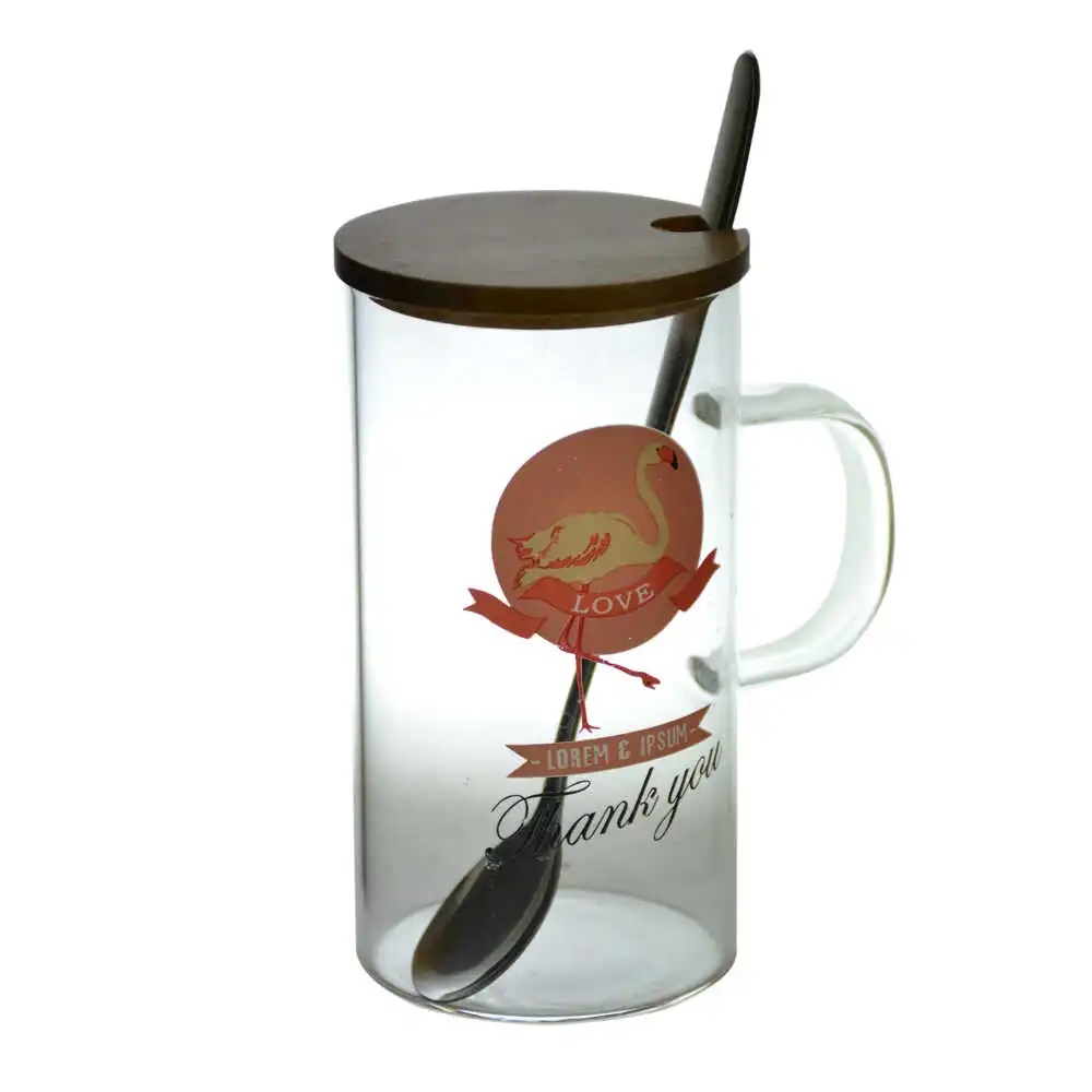 Cana din sticla cu accesorii Design Flamingo 10 x 6 x 12 cm modele diferite [4]