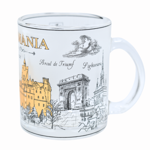Cana sticla suvenir Romania 8 x 9 cm [2]