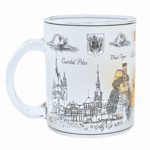 Cana sticla suvenir Romania 8 x 9 cm [1]