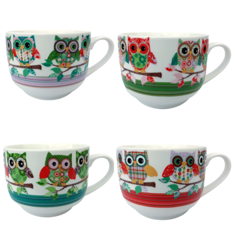 Casă și decorațiuni - Cana ceramica tip bol 12x9 cm Bufnita