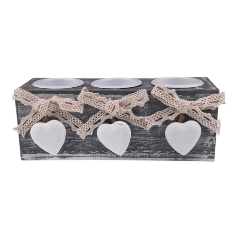 Candela lemn cu pahare sticla 17x7 cm diverse culori [2]