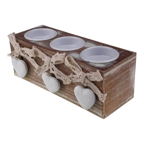 Candela lemn cu pahare sticla 17x7 cm diverse culori [1]