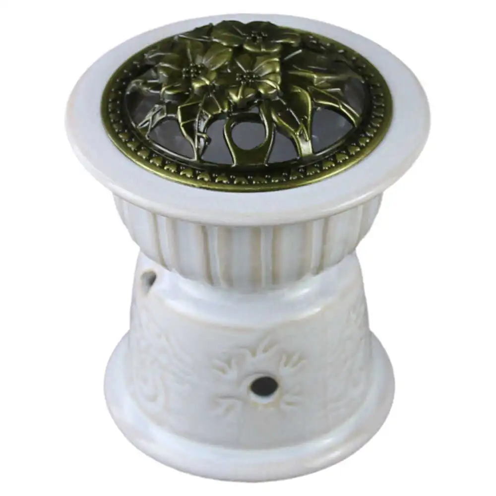 Casă și decorațiuni - Candela aromaterapie din ceramica 10 cm alb