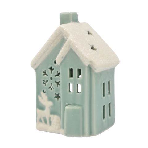Noutăți Librăria Compas - Candela ceramica model casuta 11x6.5x5 cm verde pastel