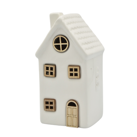 Noutăți Librăria Compas - Candela ceramica casuta alba cu led 14x7x6 cm