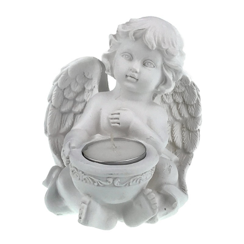 Casă și decorațiuni - Ornament rasina inger candela 10x13 cm