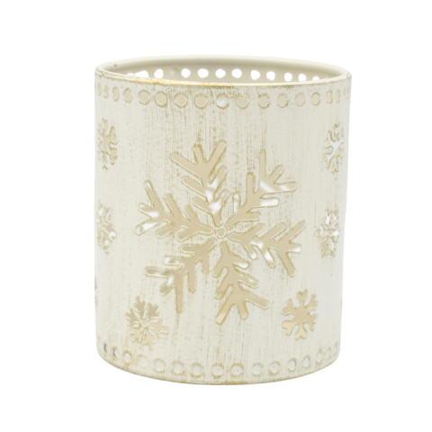Decorațiuni și articole de Crăciun - Candela metalica alba 9x7.5 cm