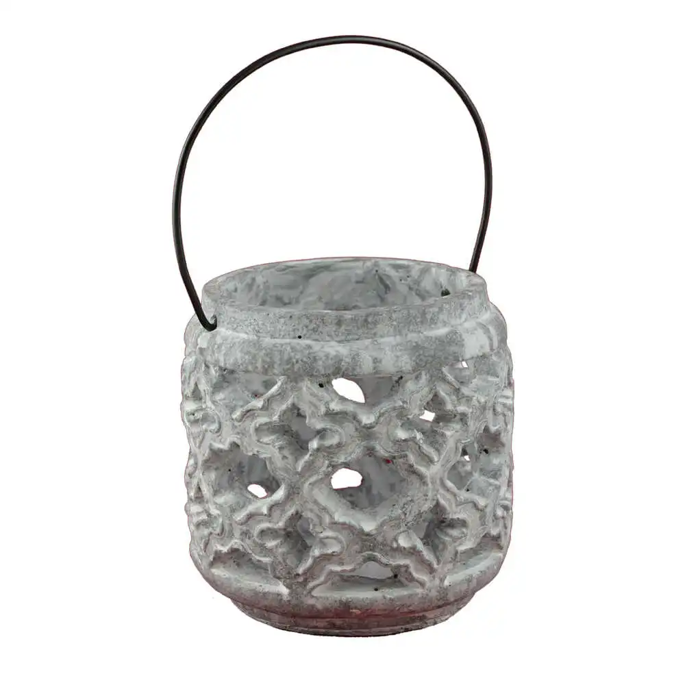 Casă și decorațiuni - Candela din piatra cu maner de metal 16x15x14 cm