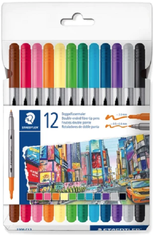 Instrumente de scris - Carioca 2 capete 0.5 - 0.8mm si 3mm 12 culori /set Staedtler