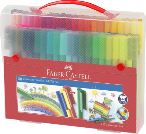 Rechizite școlare - Carioca 80 culori Connector cutie cadou Faber-Castell