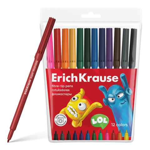 Noutăți Librăria Compas - Carioca ErichKrause Jolly Friends Super Washable 12 culori/set