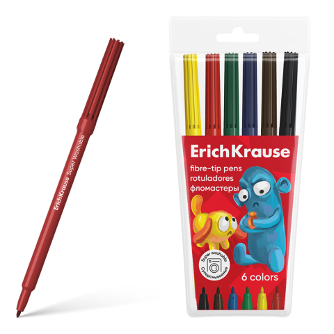 Noutăți Librăria Compas - Carioca ErichKrause Jolly Friends Super Washable 6 culori/set