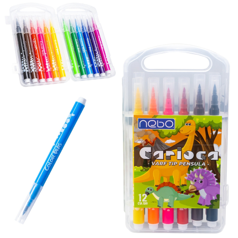 Carioci - Carioca varf tip pensula 12 buc/set Nebo