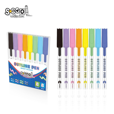 Rechizite școlare - Carioci argintii contur color 2 mm - 4 mm 8 buc /set S Cool