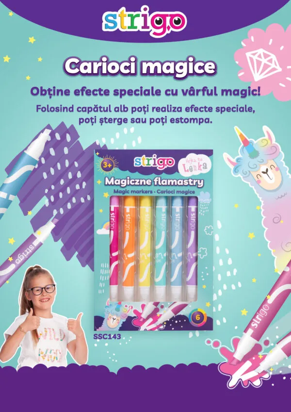 Rechizite școlare - Carioci Magic Markers Strigo Lenka 6 buc /set