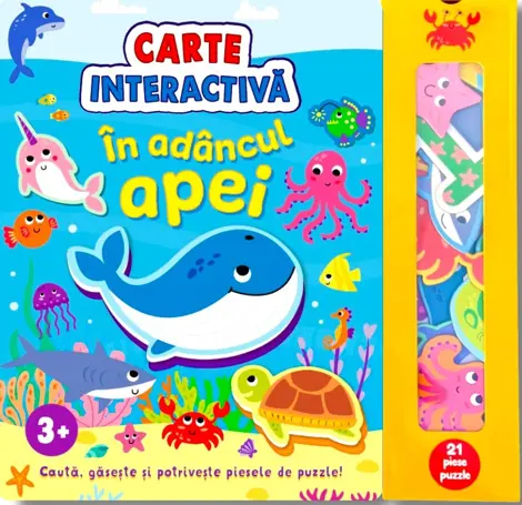 Cărți ilustrate și interactive - În adâncul apei – Carte interactivă cu puzzle-uri, 2–4 ani, Flamingo