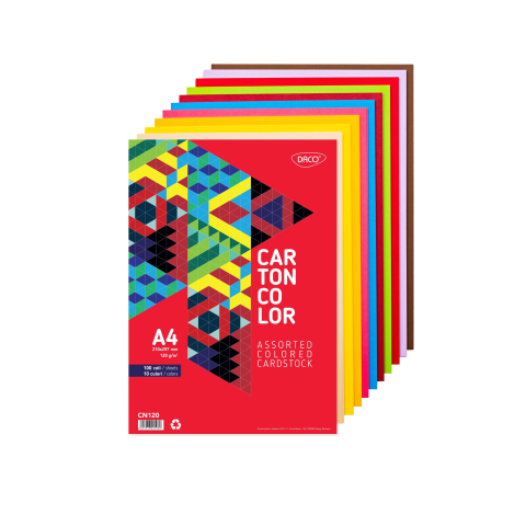 Hârtie pentru lucru manual - Carton color A4 100 coli 10 culori 120g/mp Daco