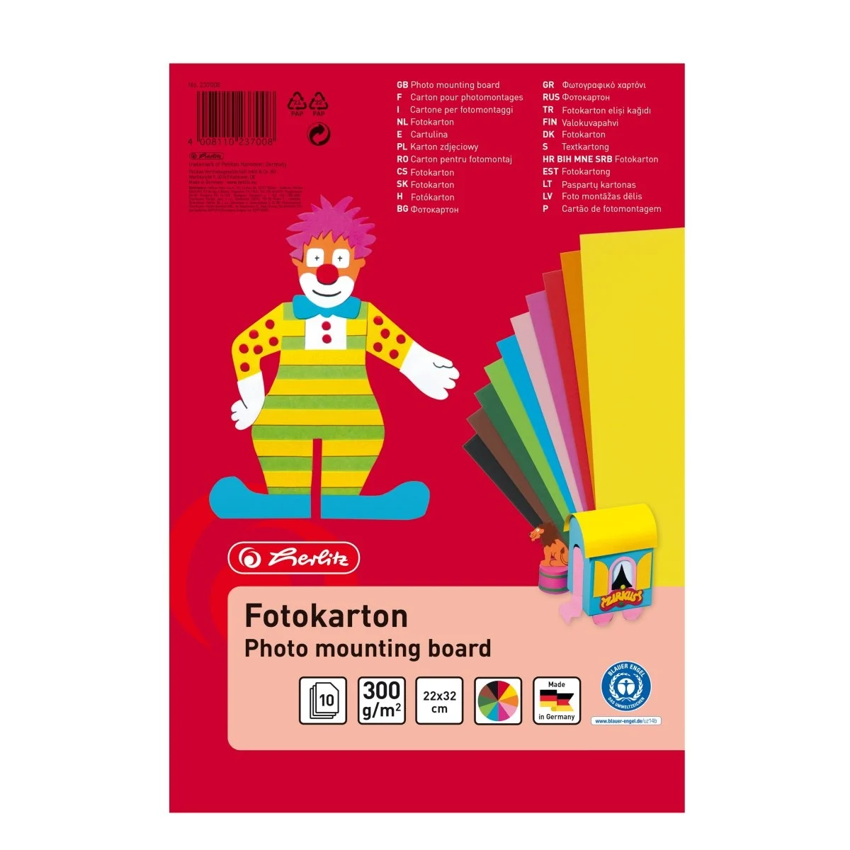 Caiete școlare și hârtie - Carton colorat 300 grame 10 coli Herlitz