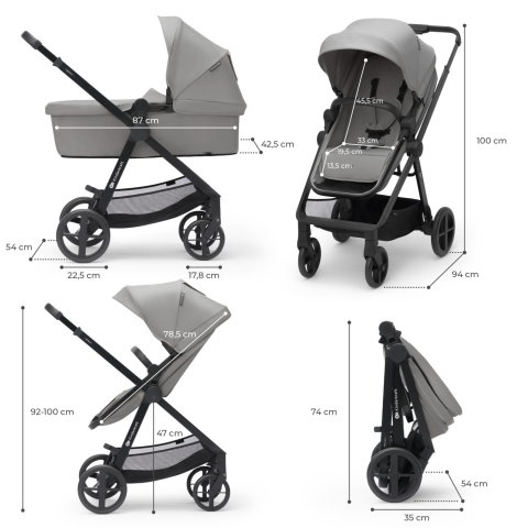 CARUCIOR KINDERKRAFT NEWLY, 4 IN 1, MOONLIGHT GREY [7]