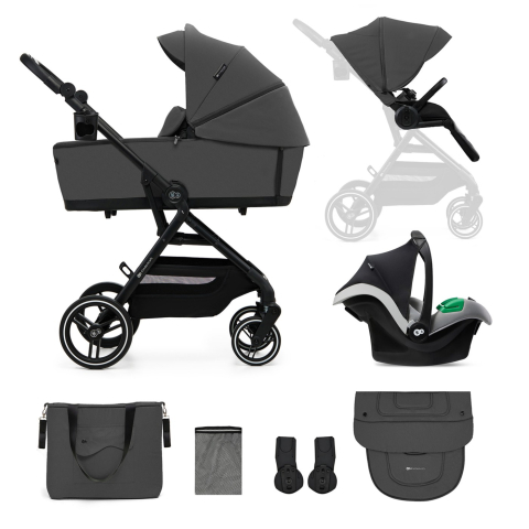 Cărucioare - CARUCIOR KINDERKRAFT YOXI 3IN1 (MINK PRO) MOON GREY