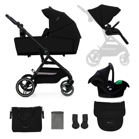 Cărucioare - CARUCIOR KINDERKRAFT YOXI 3IN1 (MINK PRO) PURE BLACK