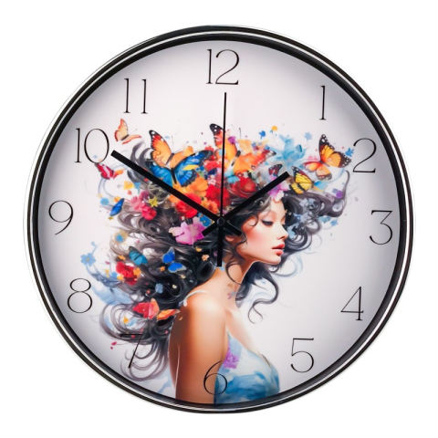 Ceas perete 30 cm Femeie si fluturi [2]