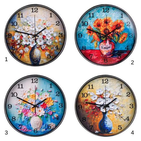 Ceas perete 30 cm cu flori pictate [1]