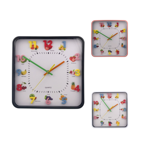 Casă și decorațiuni - Ceas perete plastic cu fructe 28x28 cm