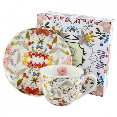 Casă și decorațiuni - Ceasca cu farfurie din portelan 250 ml White de W. Kilburn in cutie decorativa