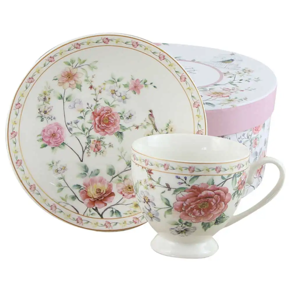 Casă și decorațiuni - Ceasca portelan cu farfurie 220 ml „Carissima”