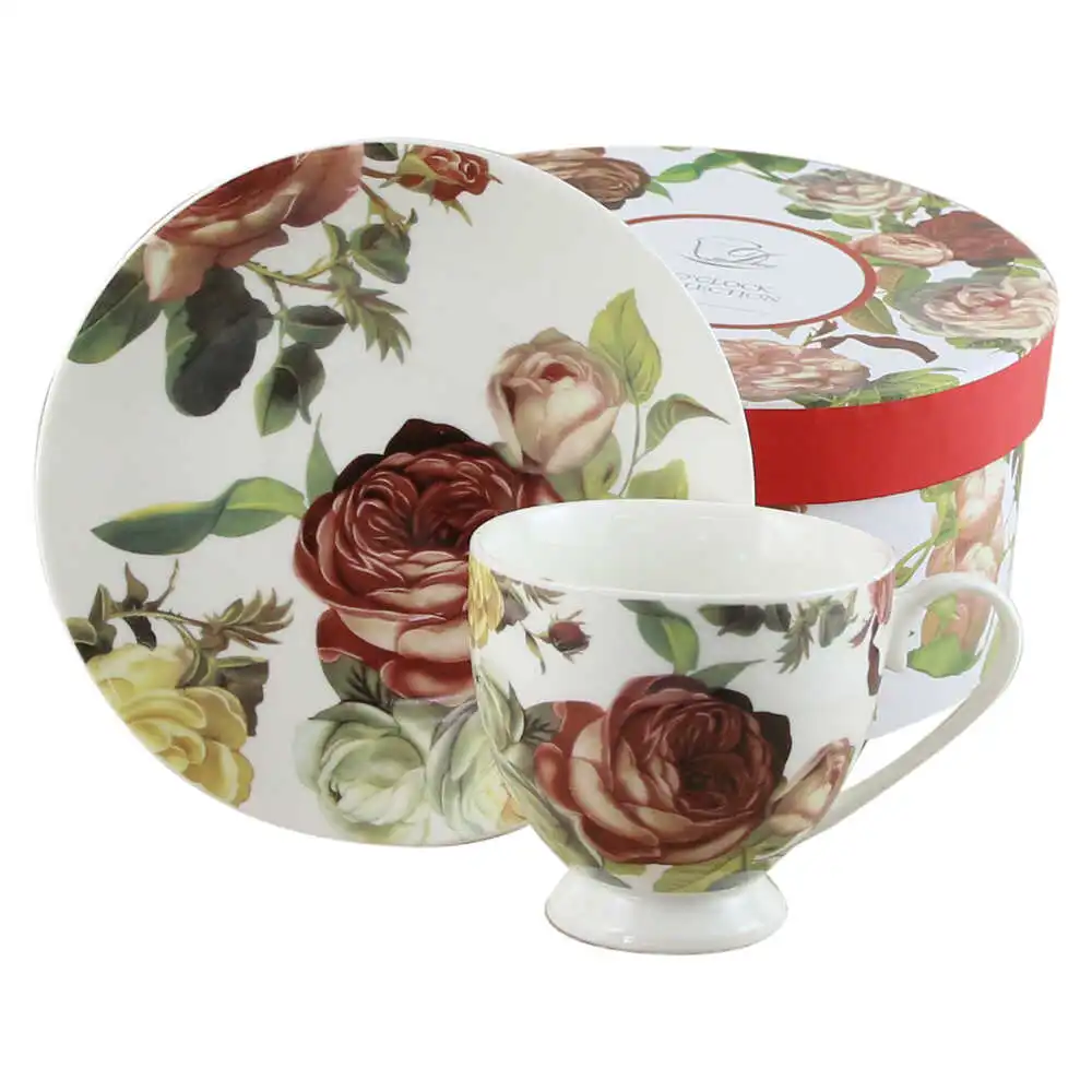 Casă și decorațiuni - Ceasca portelan cu farfurie 220 ml „Kasandra”