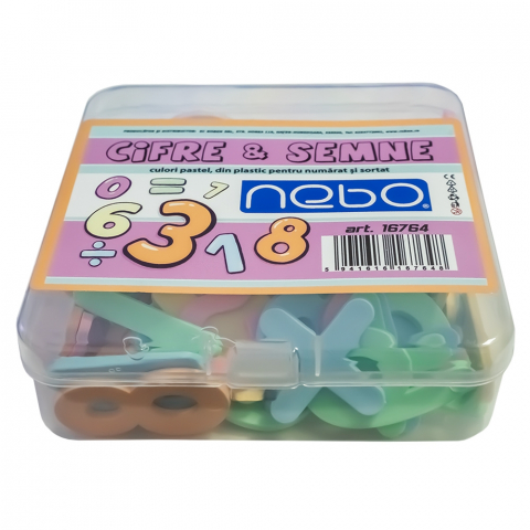 Cifre si semne din plastic culori pastel 90/set Nebo [1]
