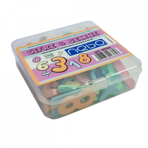 Cifre si semne din plastic culori pastel 90/set Nebo [2]