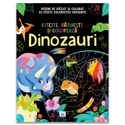 Cărți de colorat - Citeste, razuieste si coloreaza. Dinozauri