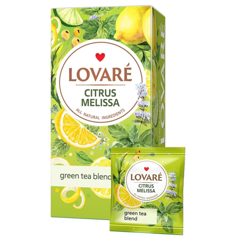 Amestec de ceai verde, plante, coaja de portocala, cu aroma de lamaie Citrus Melissa 24 plicuri x 1.5 g Lovare [1]