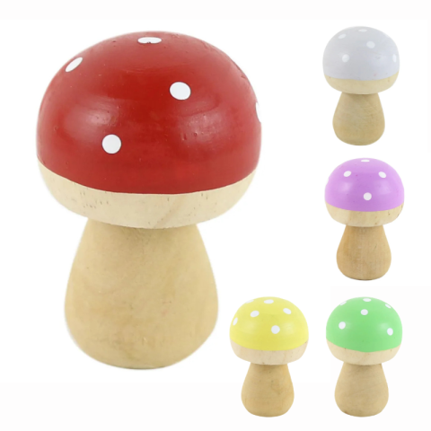 Casă și decorațiuni - Ciuperca decorativa din lemn 5 x 6.5 cm culori diferite