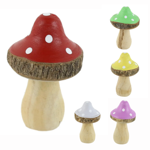 Ornamente și figurine decorative - Ciuperca decorativa din lemn 5 x 8 cm culori diferite