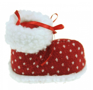 Noutăți Librăria Compas - Cizmulita decorativa de Craciun din material textil 7 cm rosie