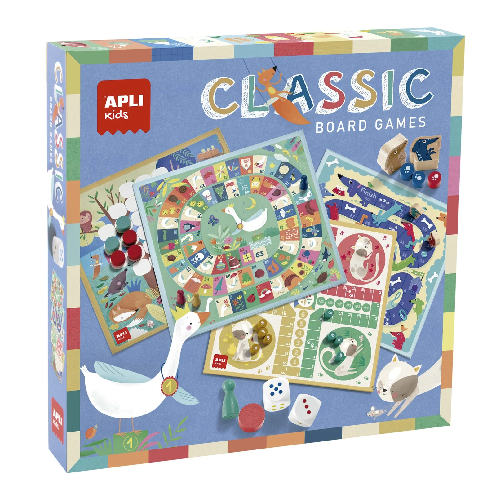 Jucării și jocuri - Jocuri de societate 4 in 1 Classic Board Games Apli Kids 26 x 26 cm