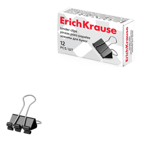 Noutăți Librăria Compas - Clema pentru binder ErichKrause Classic 19 mm negru 12 buc /cutie