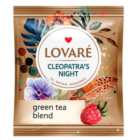 Amestec de ceai verde, petale de flori si fructe, cu aroma de zmeura Cleopatra's Night 24 plicuri x 2 g Lovare [3]