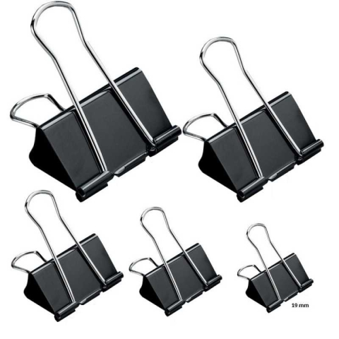 Clipsuri și pioneze - Clipsuri metalice negre 19mm 12/set Offishop