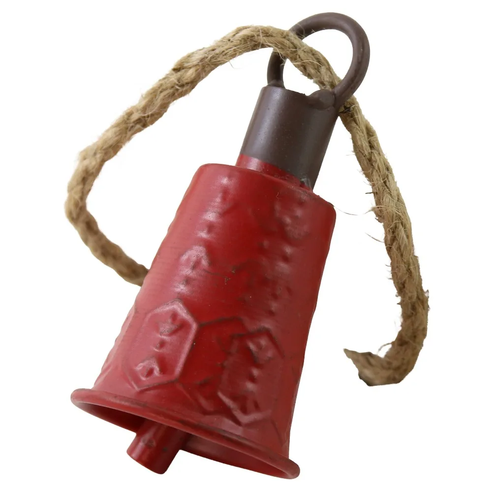 Decorațiuni de interior - Clopotel decorativ de Craciun din metal rosu 5 x 10 cm