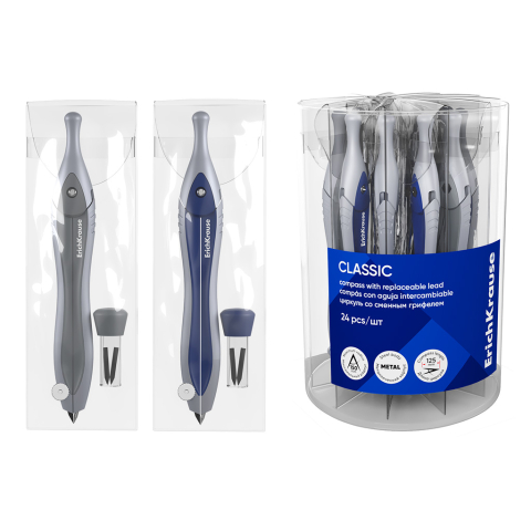 Noutăți Librăria Compas - Compas metal cu rezerve ErichKrause Classic 12.5 cm diverse culori