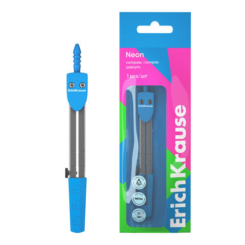 Noutăți Librăria Compas - Compas metal ErichKrause Neon 12 cm albastru