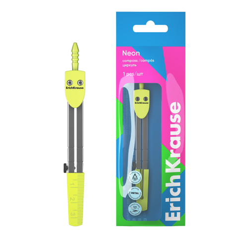 Noutăți Librăria Compas - Compas metal ErichKrause Neon 12 cm galben