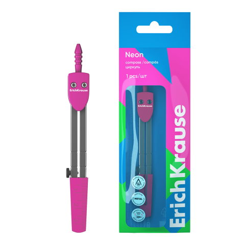 Noutăți Librăria Compas - Compas metal ErichKrause Neon 12 cm roz