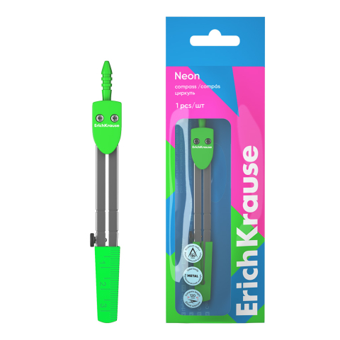 Noutăți Librăria Compas - Compas metal ErichKrause Neon 12 cm verde