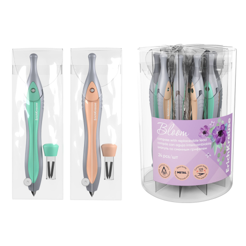 Noutăți Librăria Compas - Compas metal cu rezerva ErichKrause Pastel Bloom