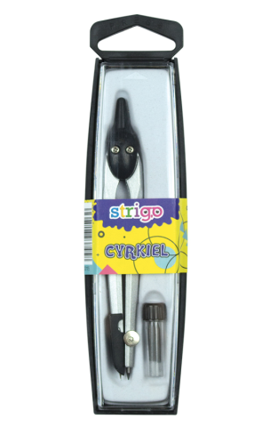 Accesorii geometrie și matematică - Compas scolar negru 17x4.5 cm Strigo